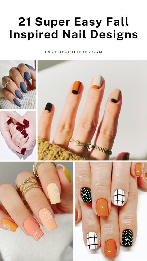 Fall nails. Minimal Fall Nail Design, Easy Fall Manicure, Easy Fall Nails To Do At Home, Fall Nail Simple, Fall Nail Designs Easy At Home, Fall Nails Tutorial, Fall Nails Simple Designs, Diy Fall Nails Easy, Fall Nails Diy