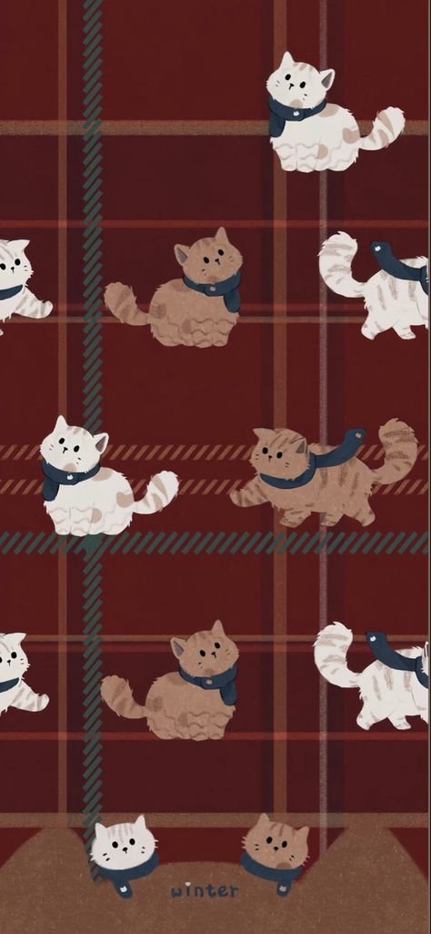 Cats Christmas Wallpaper, Xmas Cat Wallpaper, Cat Winter Wallpaper, Christmas Cat Wallpaper Iphone, Cat Christmas Wallpaper, Christmas Cat Wallpaper, Winter Lockscreen, Cat Pattern Wallpaper, Christmas Background Iphone