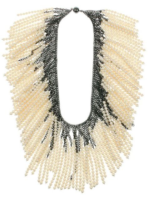 necklace from facebook Chain And Pearl Necklace, Necklace 2023, Fringe Jewelry, Fringe Necklace, Embroidery Jewelry, Beaded Fringe, Bijoux Diy, Chains Jewelry, Statement Jewelry