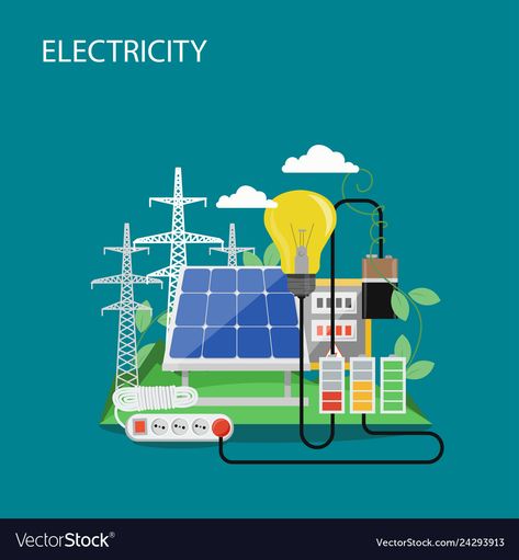 Banner Website, Solar Power Inverter, Power Lines, Off Grid Solar, Infographic Illustration, Power System, Panel Light, Website Page, Solar Panel Installation