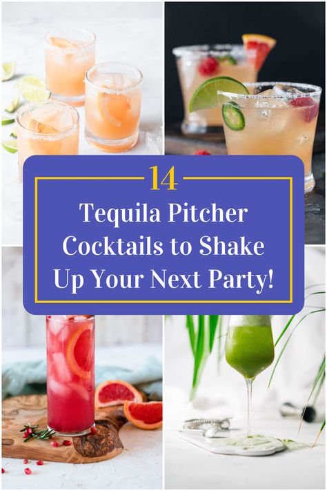 Collage of 4 tequila pitcher cocktails. Tequila Party Drinks, Tequila Pitcher Drinks, Pitcher Cocktail Recipes, Summer Pitcher Cocktails, Pitcher Drink Recipes, Tequila Drinks Easy, Tequila Mixed Drinks, Coconut Tequila, Cocktail Recipes Tequila