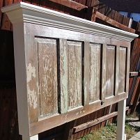 Another panel makeover Old Door Headboard, Diy King Headboard, Shutters Repurposed Decor, Door Headboards, Headboard From Old Door, 5 Panel Doors, Repurposed Headboard, Farmhouse Shutters, Rustic Shutters