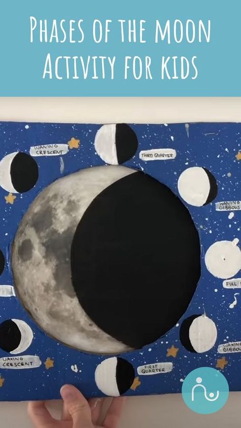 Take a look at our step-by-step video tutorial on creating your own moon phases craft! This educational craft is the perfect kids activity to keep kids entertained whilst also teaching them about the phases of the moon. Moon Phases Preschool Activities, Moon Phases Craft, Moon Phases Worksheet, Astronomy Crafts, Moon Lessons, Moon Science, Kids Indoor Play, Moon Activities, Space Crafts For Kids