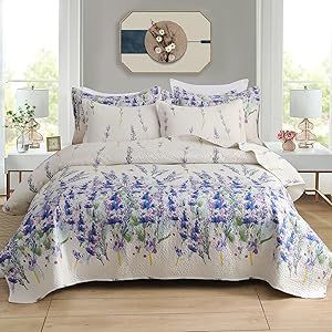 MINCHI Floral Quilts King Size Lightweight Soft Purple Flower Bedspread Coverlet Hyacinth Printed All Season Home Bedding with Pillowshams Flower Bedspread, Girls Bedspreads, Quilts Bedding, Floral Quilts, Sheet Bedding, King Size Pillow Shams, King Size Pillow, Floral Bedspread, Daybed Bedding