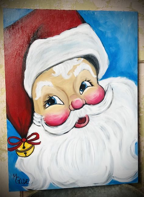 Santa Claus Painting Easy, Santa Claus Canvas Painting Easy, Santa Paintings On Canvas, Acrylic Santa Painting, Santa Claus Acrylic Painting, Santa Claus Canvas Painting, Formal Decorations, Painting Snowmen, Christmas Formal