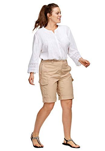 Ellos Women's Plus Size Convertible Cargo Shorts, #Ad #Size, #spon, #Women, #Ellos, #Shorts Cotton Poplin Fabric, Tunic Tank Tops, Swimsuits For All, Petite Jeans, New Tops, Poplin Fabric, Hoodie Dress, Cocktail Dress Party, Bottoms Pants