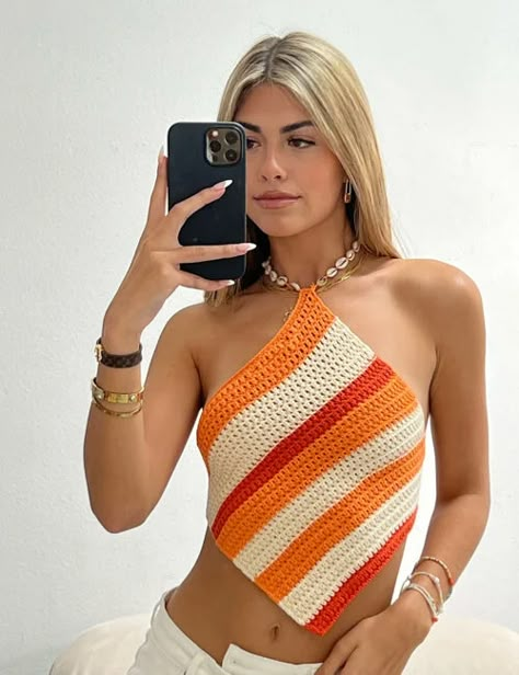 isabelle's cabinet New Arrivals Top Tejidos A Crochet, Red Crochet Top, Blush Skirt, Crochet Tank Tops, Orange Crochet, شال كروشيه, The Beach House, Crochet Ladies Tops, Crochet Business