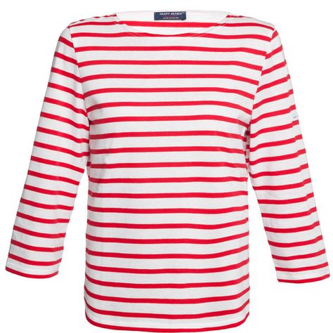 Saint James Galathee White And Red Striped Shirt (1.314.990 IDR) ❤ liked on Polyvore featuring tops, red, white shirt, cotton shirts, boat neck tops, red shirt and white 3/4 sleeve shirt Breton Stripe Shirt, Red And White Shirt, Red Stripes Top, Red Striped Shirt, Sailor Shirt, White Cotton Blouse, White Stripes Shirt, Boat Neck Tops, Saint James