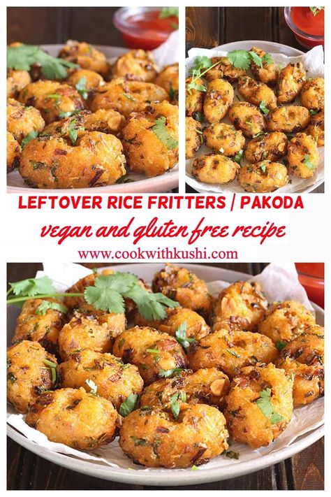 Recipe With Leftover Rice, Rice Croquettes, Rice Breakfast Recipes, Rice Fritters, Rice Patties, Cooked Rice Recipes, Leftover Rice Recipes, South Indian Breakfast Recipes, Indian Vegan