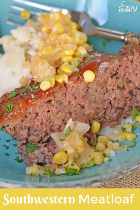 Southwestern Meatloaf is a classic meatloaf recipe with a southwestern spin. Crushed tortilla chips and bottled salsa give this easy meatloaf a zesty edge. #meatloafrecipe #ad www.savoryexperiments.com  via @savorycooking Southwestern Meatloaf, Tortilla Chip Recipe, Classic Meatloaf Recipe, Fancy Dinner Recipes, Homemade Tortilla Chips, Classic Meatloaf, Easy Meatloaf, Chicken Steak, Meatloaf Recipe