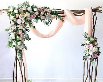 Burgundy Blush Pink Wedding Ceremony Arch Package Wedding | Etsy Table Runner Decor, Rustic Flower Arrangements, Flower Table Runner, Wedding Swag, Wedding Archway, Floral Arch Wedding, Valentinstag Party, Wedding Arch Flowers, Arch Flowers