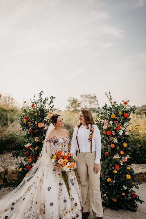 Lesbian Colors, Wisconsin Madison, Folk Wedding, Wedding Venue Locations, Madison Wedding, Lgbtq Wedding, Wisconsin Wedding, Floral Gown, The Madison