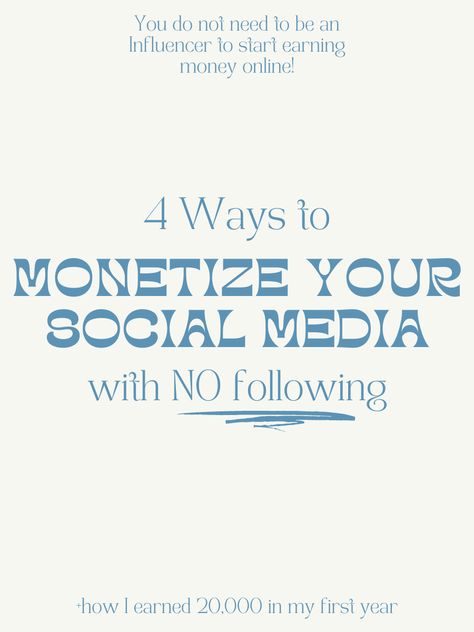 Generate passive income with your social media following, even if you're not an influencer. Learn how to monetize your content, grow your audience, and get paid to promote #Ugc_Content_Fitness #Content_Creator_Pricing #How_To_Start_Being_A_Content_Creator #Make_Money_Social_Media Content Creator Pricing, Make Money Social Media, Facebook Content Creator, How To Start Being A Content Creator, Ugc Content Fitness, Become Content Creator, How To Monetize Tiktok, Monetize Social Media, Content Creator Niches