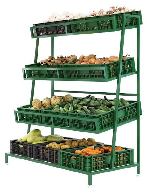 Fruit Shelf, Small Tropical Gardens, Fruit And Veg Shop, Seafood Shop, Vegetable Rack, Iron Furniture Design, Store Shelves Design, Banana Stand, Vegetable Stand