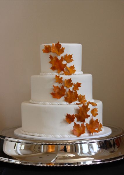 Fall Wedding Cake by The Couture Cakery, via Flickr Wedding Cakes Fall, Autumn Wedding Cakes, Fall Wedding Cake, Winter Wedding Cake, Floral Wedding Cakes, Fall Cakes, Wedding Cake Rustic, Fall Wedding Cakes