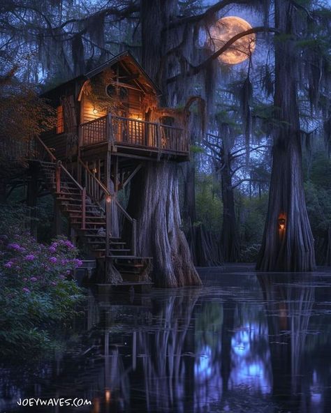 The Cajun Keto Chef Swamp Aesthetic, Swamp House, Bayou House, Louisiana Swamp, Minecraft Houses, Fantasy Landscape, Garden Inspiration, Tree House, Good Night