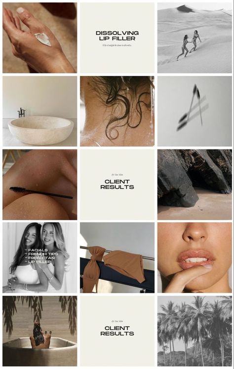 Instagram Aesthetic Business Feed, Social Media Feed Ideas, Aesthetic Injector Instagram Feed, Neutral Wellness Aesthetic, Minimalism Instagram Feed, Esthetician Instagram Feed Ideas, Monochromatic Instagram Feed, Aesthetic Medicine Instagram Feed, Social Media Post Aesthetic