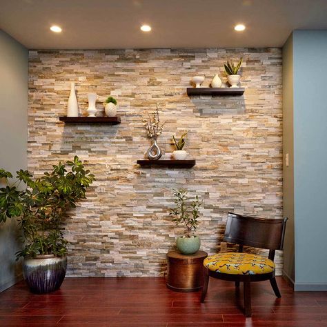 Stunning Stone Faux Stone Walls, Stone Walls Interior, Stone Accent Walls, Interior Design Per La Casa, Stacked Stone, Stone Veneer, Decor Minimalist, Faux Stone, Accent Walls