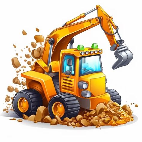 Premium AI Image | Cartoon construction vehicle with excavator digging rubble generative ai Excavator Cartoon, Cars Cartoon Disney, Cartoon Construction, Construction Cake, Bride And Groom Silhouette, Friendship Quotes Images, Construction Vehicle, Kindergarten Learning Activities, Butterfly Printable