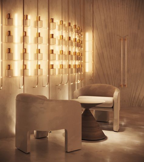 Spa Feature Wall, Luxurious Spa Design, Luxury Product Display, Luxury Spa Interior, Luxury Spa Design Interiors, Spa Interior Design Luxury, Earthy Spa, Luxury Spa Aesthetic, French Spa