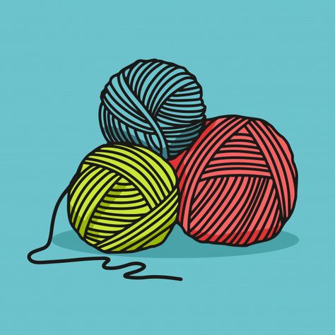 Ball of yarn cartoon illustration Premiu... | Premium Vector #Freepik #vector #background Ball Of Yarn Illustration, Ball Of Yarn Drawing, Crochet Vector, Yarn Cartoon, Yarn Drawing, Yarn Illustration, Portfolio Pieces, Yarn Painting, Yarn Bracelets