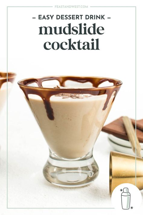 Shake up a Mudslide, the ultimate dessert cocktail. With coffee liqueur, Irish cream, vodka and cream, it's an after-dinner drink to love. Mud Slide Drink Recipe, Kahlua And Cream, Summer Entertaining Recipes, Frozen Drinks Alcohol, Homemade Irish Cream, Boozy Milkshake, Breakfast Cocktails, Creamy Cocktails, Desserts In A Glass