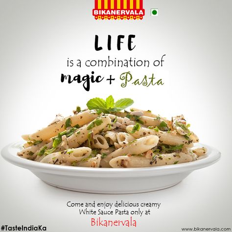 Enjoy the creamy delicious ‪#‎whitesauce‬ ‪#‎Pasta‬ by ‪#‎Bikanervala‬!! ‪#‎TasteIndiaKa‬ ‪#‎fastfood‬ ‪#‎restaurant‬ ‪#‎creamy‬ ‪#‎Hot‬ #pasta Sector 45, Fastfood Restaurant, Pasta Restaurants, Foodie Pics, White Sauce Pasta, White Pasta, Food Menu Design, Food Advertising, Food Graphic Design