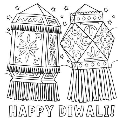 Vector diwali lanterns isolated coloring... | Premium Vector #Freepik #vector #outline #drawing-line #drawing #colouring Diwali Lantern Drawing, Lantern Drawing, Outreach Ideas, Diwali Lantern, Drawing Colouring, Storybook Art, Outline Drawing, Happy Diwali, School Colors