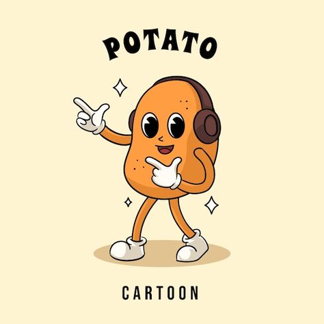 Hand drawn potato cartoon illustration | Free Vector #Freepik #freevector #potato-cartoon #cartoon-illustration #food-character #cartoon Potato Doodle Drawing, Potato Illustration Cute, Potato Drawing Cute, Potato Animation, Potato Illustrations, Potato Icon, Potato Illustration, Breakfast Logo, Potato Cartoon