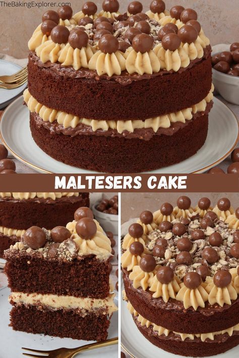 Malteaser Birthday Cake, Easy Chocolate Cake Decoration, Maltesers Cake, Maltesers Chocolate, Malteser Cake, Maltese Recipes, Buttercream Decorating, Uk Food, Sponge Cakes