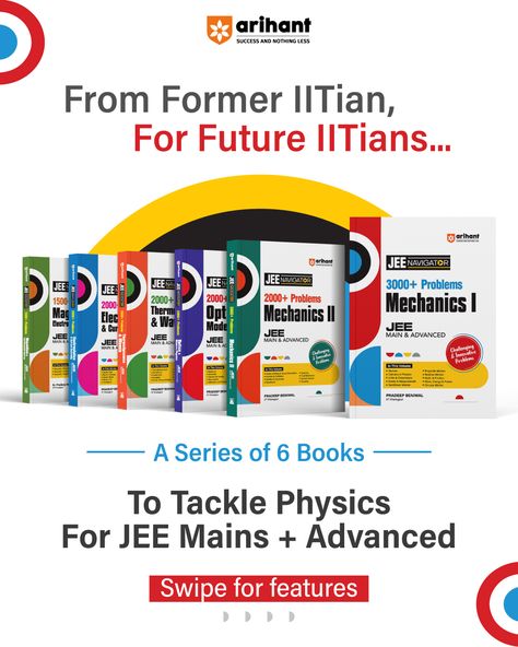 A series written by FORMER IITian for FUTURE IITians! JEE Navigator- Problem books for Physics to tackle complex JEE Problems and crack JEE Main and JEE Advanced. Available now on Amazon, Flipkart, and Arihantbooks.com #JEENavigator #IITPreparation #IITJEE #JEEMain #JEEAdvanced #JEEPrep #IITians #PhysicsProblems #JEEBooks #IITaspirants #JEEGuide #IITSuccess #IITJourney #StudySmart #CrackJEE Physics Problems, Jee Advanced, Jee Main, Study Smarter, A Series, Written By, Physics, Writing, Books