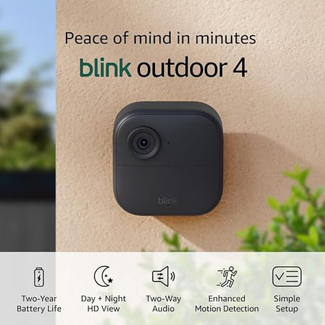 Blink Outdoor 4 – Wireless smart security camera, two-year battery, 1080p HD day and infrared night live view, two-way talk – 3 camera system Security System Sensors, Amazon Devices, Smart Home Security, Outdoor Camera, Security Cameras For Home, Surveillance Cameras, Night Live, Security System, Security Camera