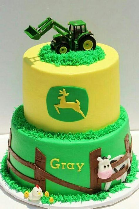 John Deere cake John Deere Cake, John Deere Baby, John Deere Birthday, Tractor Cake, Farm Cake, Tractor Birthday, Childrens Birthday Cakes, Boy Birthday Cake, Baby Shower Cake