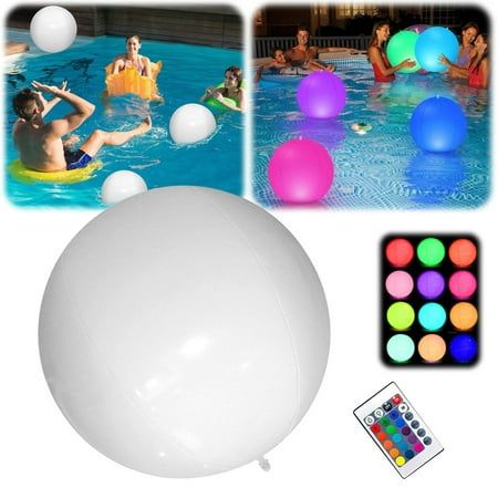 Large Floating Inflatable LED Glow In The Dark Beach Toy With 16 Colors Suitable For Summer Parties Pool/beach Parties Rave Parties Or Black Light/glow In The Dark Parties Material: Plastic Color: as the picture shows, (Due to the difference between different monitors, the picture may have slight color difference. please make sure you do not mind before ordering, Thank you!) Size: One Size.  Color: White. Glow In The Dark Beach, Glow Run, Light Up Balloons, Led Pool, Beach Nights, Dark Beach, Led Pool Lighting, Swimming Pool Toys, Pool Beach Party