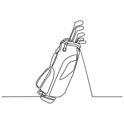 Golf Line Drawing, Golf Bag Tattoo, Golf Club Tattoo, Golf Club Drawing, Bob Tattoo, Golf Illustration, Golf Drawing, Golf Pattern, Golf Graphic