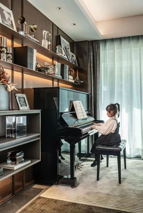 Piano Room Design, Piano Room Decor, Piano Living Rooms, Piano Lounge, Home Music Rooms, Piano Decor, Piano Room, 아파트 인테리어, Interior Renovation