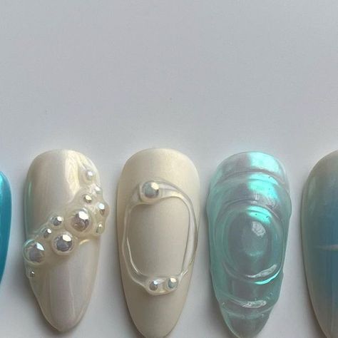 cj <3 on Instagram: "water fountain ⛲️  #nailart #nailartist #pressons #pressonnails #custom #dmv" Water Drops Nails, Water Droplet Nails, Water Drop Nail Art, Water Drop Nails, Water Nail Art, Water Nails, Summery Nails, Fountain Of Youth, Beach Nails