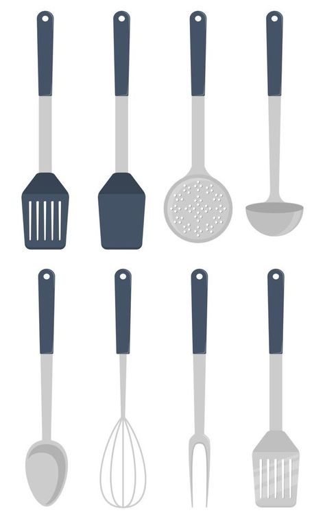 Kitchen utensils, set. Ladle, spatula, whisk, skimmer, spoon, vector illustration isolated. Spatula Illustration, Utensil Illustration, Equality Quotes, Kitchen Utensils Set, Utensils Set, Gender Equality, Cartoon Images, Illustration Vector, Kitchen Utensils