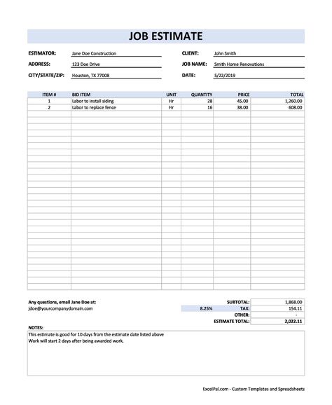 28 Perfect Construction Estimate Templates (FREE) Construction Estimate Template, Estimate Template Free Printable, General Contractor Business, Home Construction Cost, Contractor Quotes, Construction Quotes, Contractor Business, Work Notes, Handyman Business