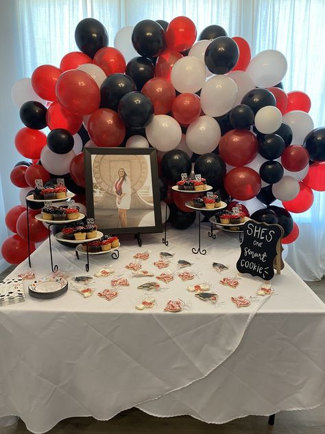 Fsu Graduation Party Ideas, Texas Tech Graduation Party Decorations, Graduation Party Themes College, Red Graduation Party Decorations, Uga Party Decorations, Ged Graduation Pictures, Sdsu Graduation Party Ideas, Rutgers Graduation Party, Uga Grad Party