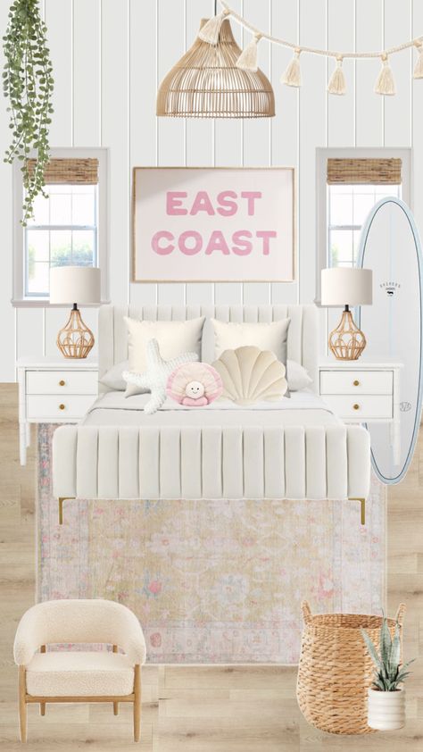 Costal Bedroom, Pink Coastal, Room Wishlist, White Room Decor, Holiday Room, Room Redesign, Preppy Room Decor, Preppy Room, Redecorate Bedroom