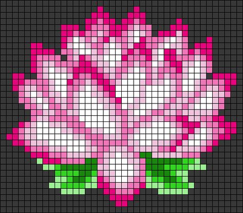 Perler Bead Patterns Flowers, Pixel Drawing Flower, Kawaii Flowers, Cute Cross Stitch Patterns Free, Flower Crochet Grid Pattern, Lotus Pixel Art, Flower Pixel Pattern, Lily Pixel Art, Flowers Pixel Art