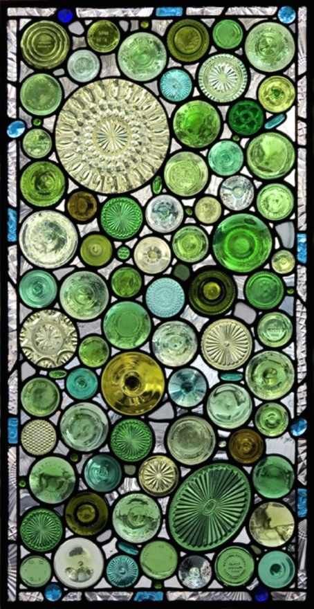 .bottoms of glasses and bottles - cool! Glass Serving Dishes, زجاج ملون, Recycled Glass Bottles, Old Bottles, Stained Glass Window, Stained Glass Mosaic, Glass Plates, Stained Glass Art, Bottle Art