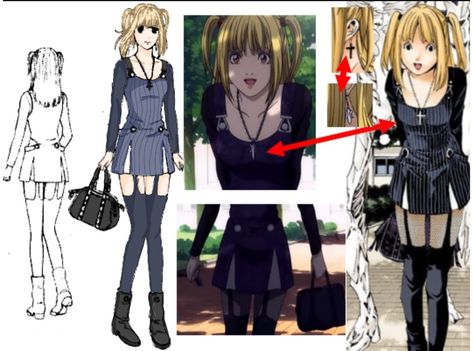 Misa Asethic, Misa Aname Fashion, Misa Dress, Misa Amane Outfit, Nerdy Outfits, Model Sheet, Old Fashion Dresses, Anime Dress, Casual Cosplay