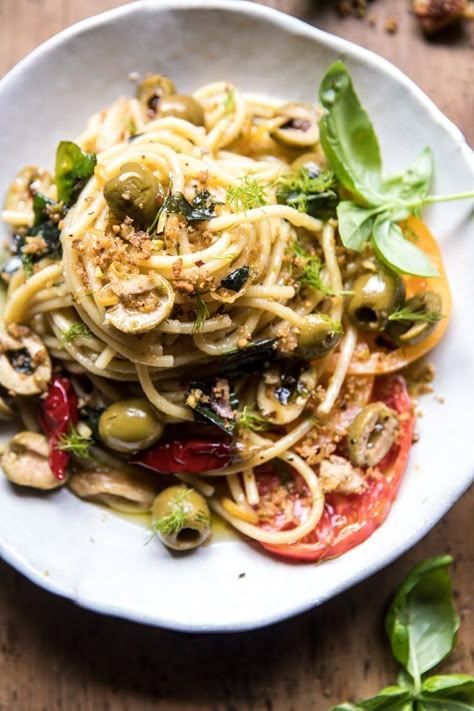 Garden fresh herb, olive and parmesan pasta with pistachio breadcrumbs! #pasta #summerrecipe #dinner #summerfood Olive Pasta, Nutritional Yeast Recipes, Yeast Recipes, Parmesan Pasta, Tasty Pasta, Half Baked Harvest, Fresh Pasta, Nutritional Yeast, Pasta Dishes