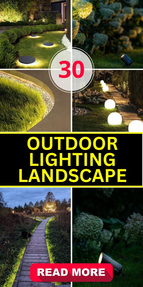 Top 30 Outdoor Lighting Landscape Designs for Magical Evenings Solar Backyard Lighting Ideas, Front Yard Solar Lights Ideas, Solar Landscape Lighting Ideas, Landscape Lighting Ideas Front Yards, Path Lighting Ideas, Front Yard Lighting, Landscaping Lights, Garden Spotlights, Lighting Landscape