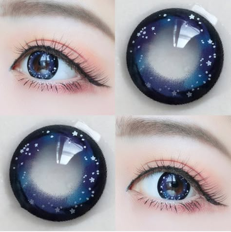 Galaxy Contact Lenses, Galaxy Eye Contacts, Fantasy Contact Lenses, Blue Eye Contacts Lenses, Star Contacts Lenses, Caine Husky, Cool Contacts, Rare Eye Colors, Eye Lens Colour