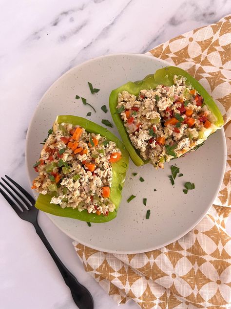 Stuffed Peppers (GERD Friendly) - Gerd Grub Gerd Diet Recipes Breakfast, Gerd Meals, Ground Chicken Stuffed Peppers, Chicken Stuffed Bell Peppers, Reflux Friendly Recipes, Gerd Diet Recipes, Gerd Friendly Recipes, Acid Reflux Friendly Recipes, Gerd Friendly