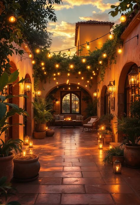 Hacienda Backyard Mexican Style, Mexican Traditional House, Spanish Garden Hacienda Style, Hacienda Style Homes Mexican Exterior, Mexican Hacienda Homes, Mexican House Aesthetic, Hacienda Patio, Hacienda Style Homes Mexican, Mexican Backyard