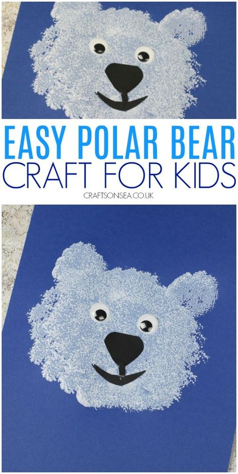 Polar Bear Craft For Toddlers, Craft For Kids Easy, Toddlers Crafts, Arctic Animals Crafts, Winter Animal Crafts, Winter Crafts For Toddlers, Puppy Crafts, Polar Bear Craft, Bear Craft